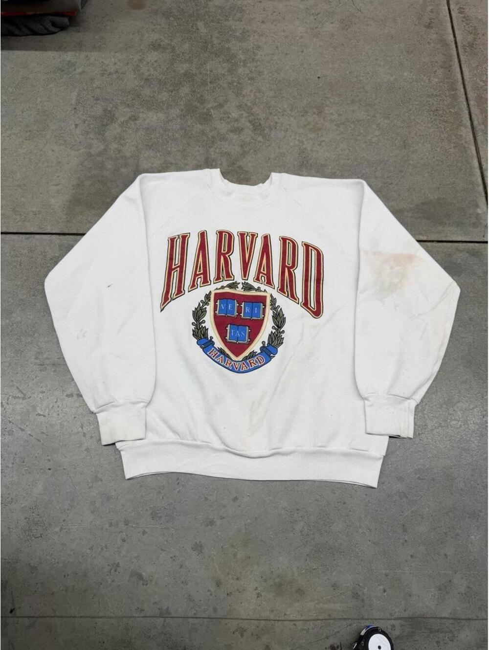 vintage harvard university collegiate white made in usa crewneck size large